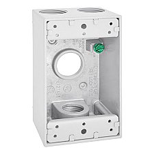 WP1B75/4WH, GLOBAL, 4, X, 3/4", HOLES, 1 GANG, WEATHERPROOF, BOX, WHITE