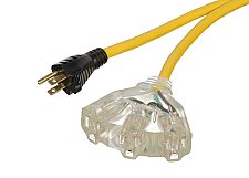 40530, VISTA, 30M, HEAVY, DUTY, 12/3, SJTW, LIGHTED, TRIPLE, OUTLET, YELLOW