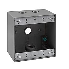 WP2B50/4, GLOBAL, 4, X, 1/2", HOLES, 2 GANG, WEATHERPROOF, BOX, GREY