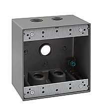 WP2B50/5, GLOBAL, 5, X, 1/2", HOLES, 2 GANG, WEATHERPROOF, BOX, GREY