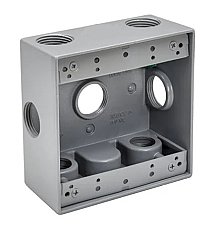 WP2B50/7X, GLOBAL, 7, X, 1/2", HOLES, 2 GANG, WEATHERPROOF, BOX, GREY