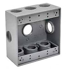 WP2B50/9, GLOBAL, 9, X, 1/2", HOLES, 2 GANG, WEATHERPROOF, BOX, GREY