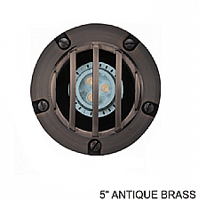 IGG049-AB, SOLLOS, INGROUND, FIXTURE, WITH, ROCK, GUARD, ANTIQUE, BRASS