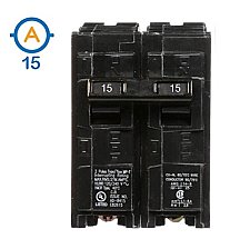 2 POLE 15 AMP PUSH ON CIRCUIT BREAKER