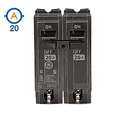 2 POLE 20 AMP PUSH ON CIRCUIT BREAKER