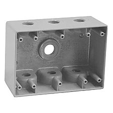 WP3B50/7, GLOBAL, 7, X, 1/2", HOLES, 3 GANG, WEATHERPROOF, BOX, GREY