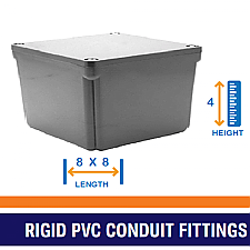 PVC, JB884, ROYAL, PVC, JUNCTION, ELECTRICAL, BOX, 8X8X4