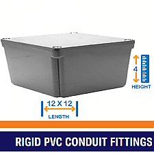PVC, JB12124, ROYAL, PVC, JUNCTION, ELECTRICAL, BOX, 12X12X4