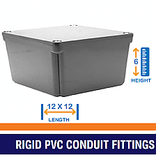 PVC, JB12126, ROYAL, PVC, JUNCTION, ELECTRICAL, BOX, 12X12X6