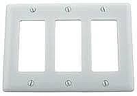 P263W, HUBBEL, 3 GANG, WALL, PLATE, WHITE