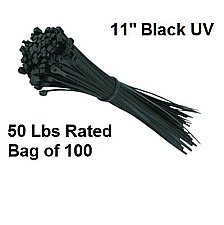 49062, VISTA, ELECTRICAL, PRODUCTS, 49062, 11IN, TYWRAP, BLACK, UV, BAG, OF, 100