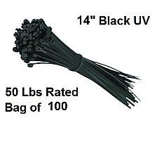 49067, VISTA, ELECTRICAL, PRODUCTS, 49067, 14IN, TYWRAP, BLACK, UV, BAG, OF, 100