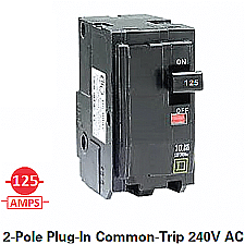 QO2125, SQUARE, D, 2, POLE, 125, AMP, PUSH, ON, BREAKER