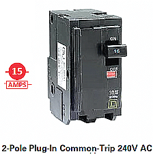 QO215, SQUARE, D, 2, POLE, 15, AMP, PUSH, ON, BREAKER