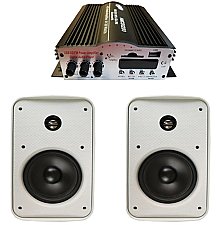 AMCD0200/SPCD7525BK, 4CHNL, BLUETOOTH, AMP, 4X30W, +, 55IN-OUTDOOR, SPEAKERS