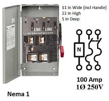 TH3223, GE/ABB, HEAVY, DUTY, FUSED, DISCONNECT, 100AMP, 240V, 1PHASE