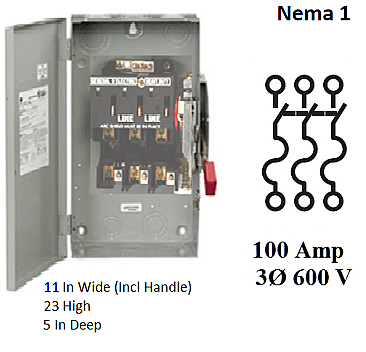 TH3363, GE/ABB, HEAVY, DUTY, FUSED, DISCONNECT, 100AMP, 600V, 3, PHASE