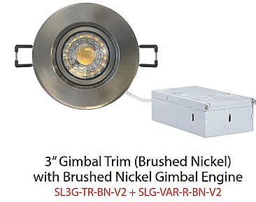 3"/4" LED DOWNLIGHT ENGINE SELECTABLE 3/4/5K BRUSHED NICKEL