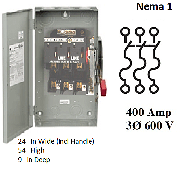 TH3365, GE/ABB, HEAVY, DUTY, FUSED, DISCONNECT, 400AMP, 600V, 3, PHASE