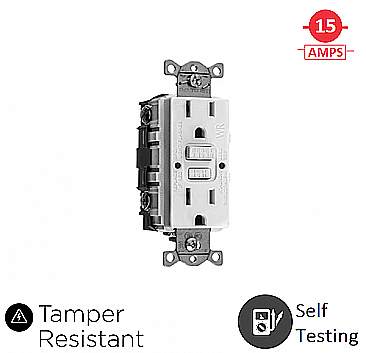 45091, VISTA, 15, AMP, 125V, TAMPER, RESISTANT, GFCI, WHITE