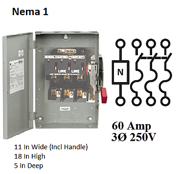 TH4322, GE/ABB, HEAVY, DUTY, FUSED, DISCONNECT, 60AMP, 250V, 3PHASE
