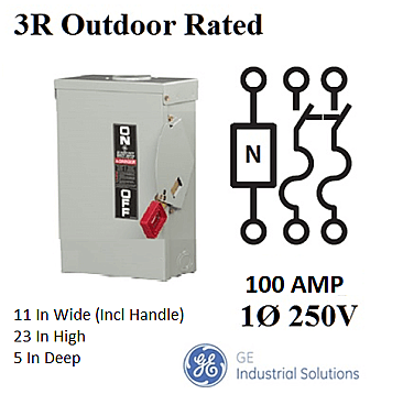 TH3223R, GE/ABB, TH3223R, HEAVY, DUTY100A, 240V, 1PH, 3R, WEATHER, PROOF