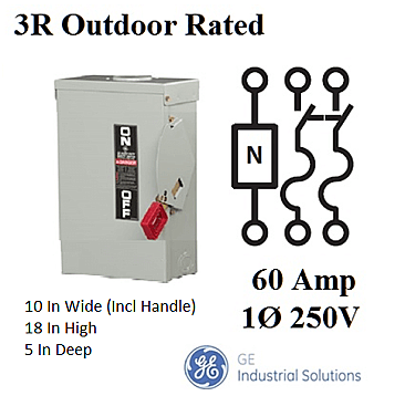 TH3222R, GE/ABB, TH3222R, HEAVY, DUTY, 60A, 240V, 1PH, 3R, WEATHER, PROOF