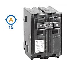 2 POLE 15 AMP PUSH ON CIRCUIT BREAKER