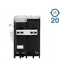 2 POLE 20 AMP PUSH ON GROUND FAULT CIRCUIT BREAKER