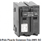 CHOM2125, HOMELINE, SCHNEIDER, 2, POLE, 125, AMP, PUSH, ON, BREAKER