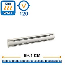 OFM0502BL, OUELLET, CANADA, BASEBOARD, HEATER, 500W, 120V, WHITE, 691MM