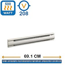 OFM0508BL, OUELLET, CANADA, BASEBOARD, HEATER, 500W, 208V, WHITE, 691MM