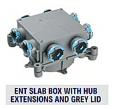 RSMBH-10-15, ROYAL, PVC, SLAB, BOX, HUBBED, STYLE, 4X.50, IN, 4X.75, IN, HOLES