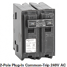 CHOM270, HOMELINE, SCHNEIDER, 2, POLE, 70, AMP, PUSH, ON, BREAKER