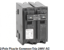 CHOM290, HOMELINE, SCHNEIDER, 2, POLE, 90, AMP, PUSH, ON, BREAKER