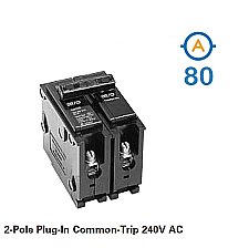 2 POLE 80 AMP PUSH ON CIRCUIT BREAKER