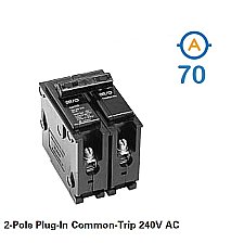 2 POLE 70 AMP PUSH ON CIRCUIT BREAKER