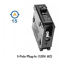 1 POLE 15 AMP PUSH ON CIRCUIT BREAKER