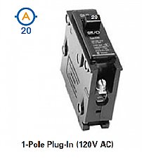 1 POLE 20 AMP PUSH ON CIRCUIT BREAKER