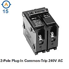 2 POLE 15 AMP PUSH ON CIRCUIT BREAKER