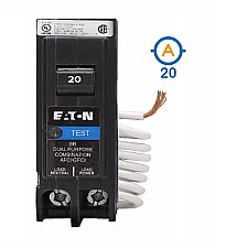 1 POLE 20 AMP PUSH ON DUAL FUNCTION CIRCUIT BREAKER