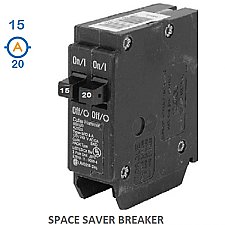 TANDEM 1 X 1P 15A + 1 X 1P 20A CIRCUIT BREAKER PUSH ON