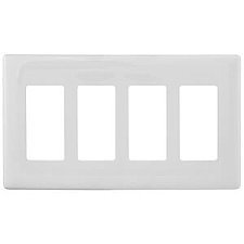 NPS264W, HUBBEL, SCREWLESS, WALL, PLATE, 4 GANG, WHITE