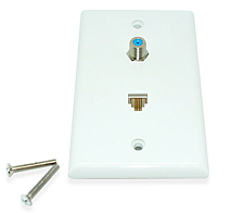 WPCD0084-2, COMBO, TELEPHONE, COAXIAL, 3GHZ, SINGLE, F81, +, TEL, JACK, WHITE