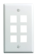 WPCD0206WH, CABLE, CONCEPTS, KEYSTONE, WALL, PLATE, 6, PORT., WHITE