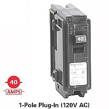 CHOM140, HOMELINE, SCHNEIDER, 1, POLE, 40, AMP, PUSH, ON, BREAKER