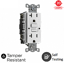 GFTRST20W, HUBBEL, 20, AMP, 125V, TAMPER, RESISTANT, GFCI, WHITE