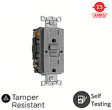 GFTRST15GY, HUBBEL, 15, AMP, 125V, TAMPER, RESISTANT, GFCI, GREY