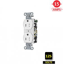 CR15WHITR, HUBBELL, 15A, 125V, TR, SPEC, GRADE, DUPLEX, RECEPT, WHT, SIDE-WIRED