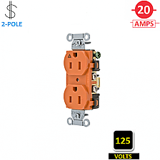 CR5352IG, HUBBELL, 20A, 125V, I/G, DUPLEX, RECEPT, ORANGE